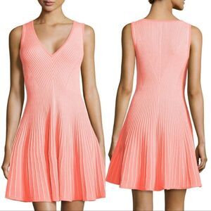 Milly Knit Ribbed Stretch Knit Fit n Flare Dress